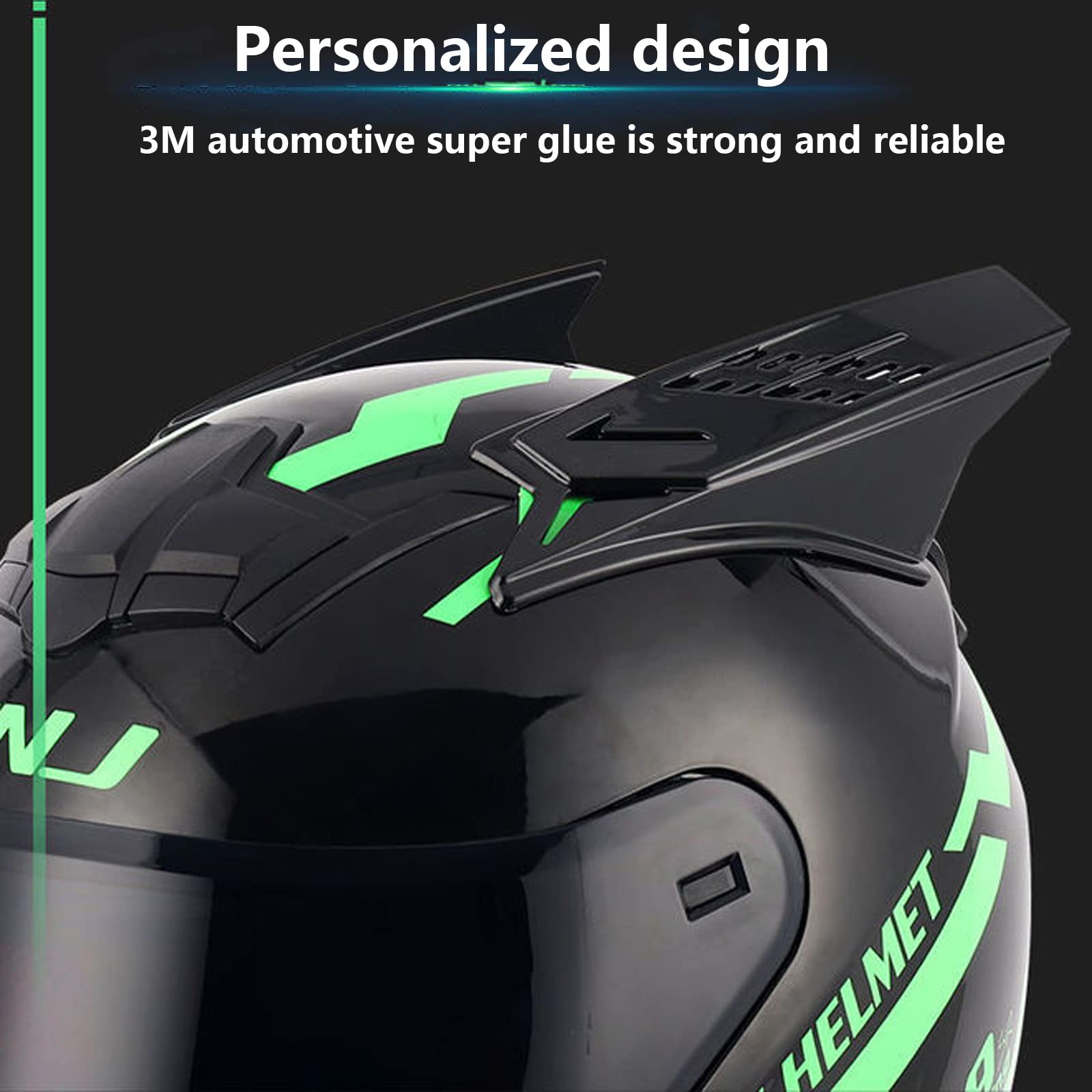 Casco de Motocicleta Personalizado para Adultos, Casco de Casco de Moto de Cara Completa Apropiadas con Casco de Motocicleta Todoterreno Aprobado para Todas Las Estaciones (54-64 cm)