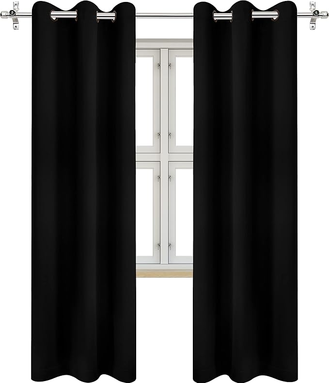 Utopia Bedding Blackout Curtains Grommet 2 Panels [Black, 42W x 84L