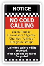 No Cold Callers Self-Adhesive Sticker For Front Door or Window/Effective Deterrent for Nuisance Canvassers, Salesman, Hawkers, Agents etc/Weatherproof Removable & Wipeable / / /