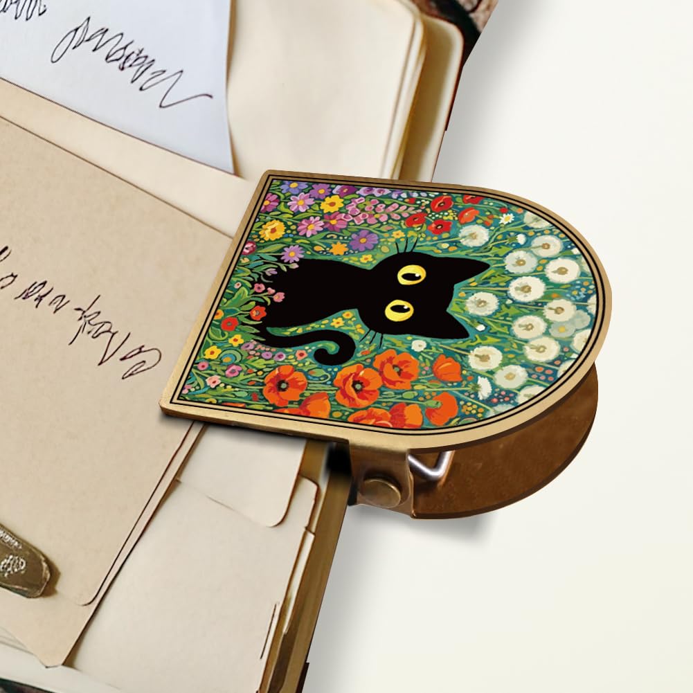 ANATTASOUL Black Cat Brass Travel Journal Clip for Notebook,Bookmark — image 1
