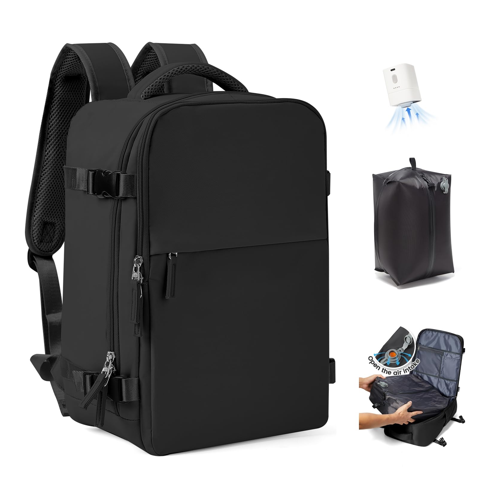 SZLX Zaino Ryanair 40x30x20 Sottovuoto Zaino da Viaggio 40x30x20 Wizzair Bagaglio a Mano 40x20x25 Borse da Cabina per Easyjet 45x36x20 Donna con USB Adatto a PC da 14 Pollici, Valigia con Sottovuoto