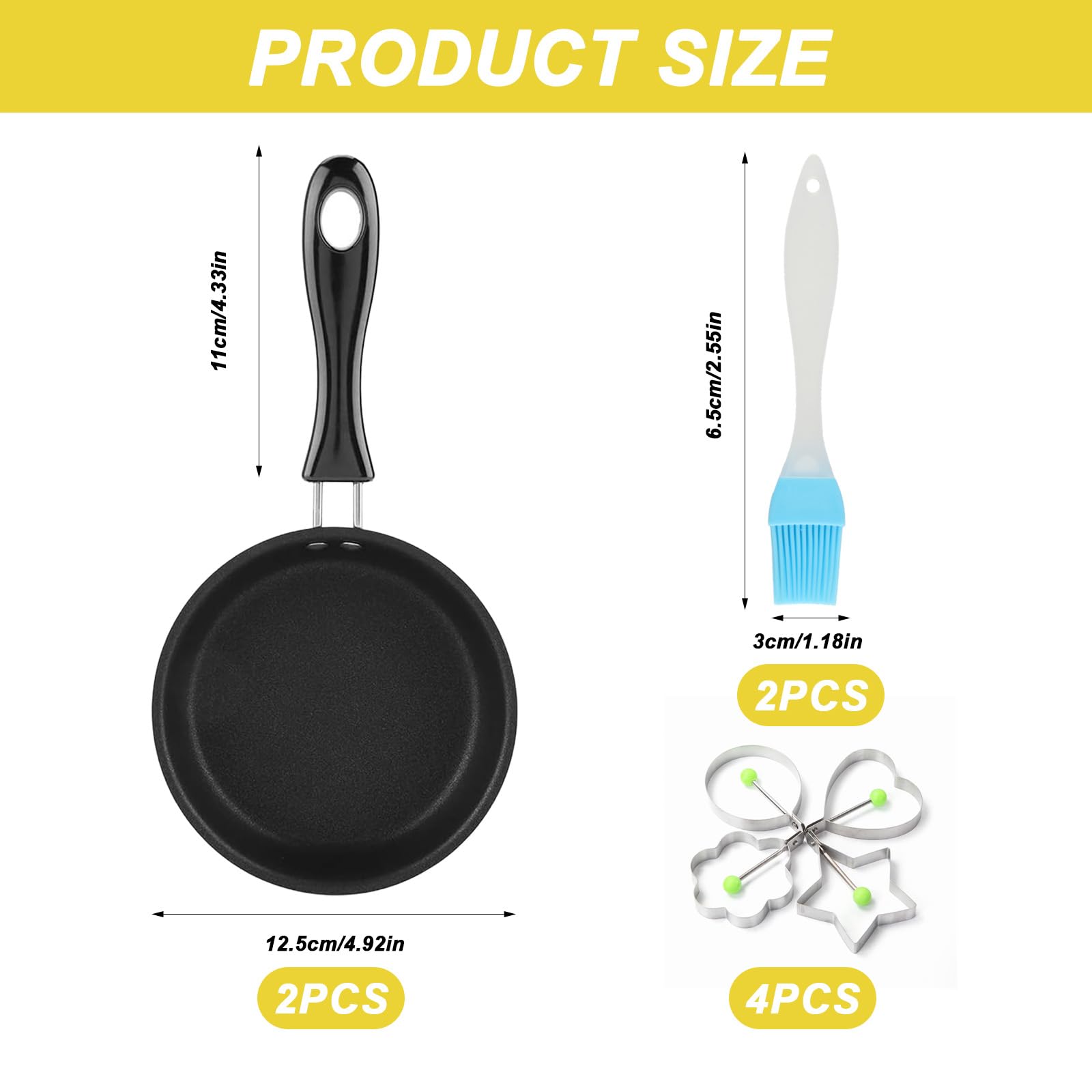 2 Padelle Antiaderenti Piccole 12cm - Per Uova E Omelette Con Stampini - Foto 2
