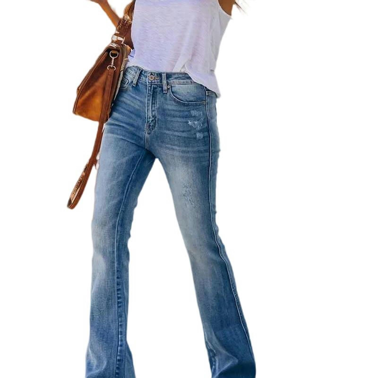 Jeans Bootcut Elastici a Vita Alta da Donna Jeans di Alta qualità - Blu - M