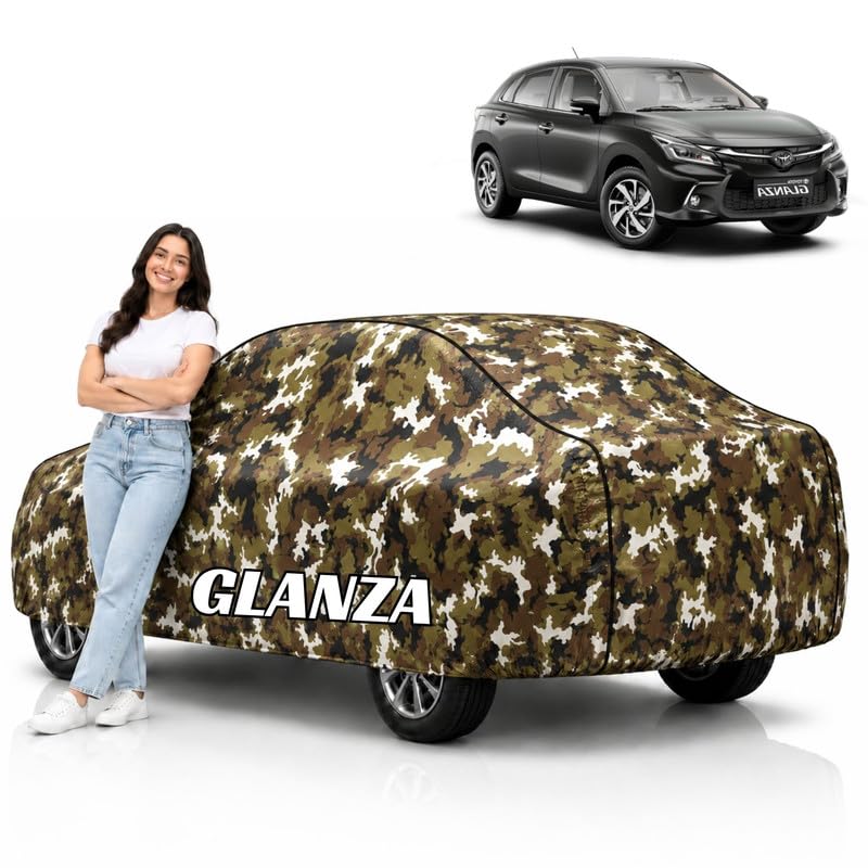 Image of Mind-Blowing 2026 100% Waterproof Glanza Car Cover | Polyester Car Body Cover for Rain & Sun | UV Protection, Dustproof, Scratch Resistant, Windproof, Heat Resistant, Custom Fit (Jungle)