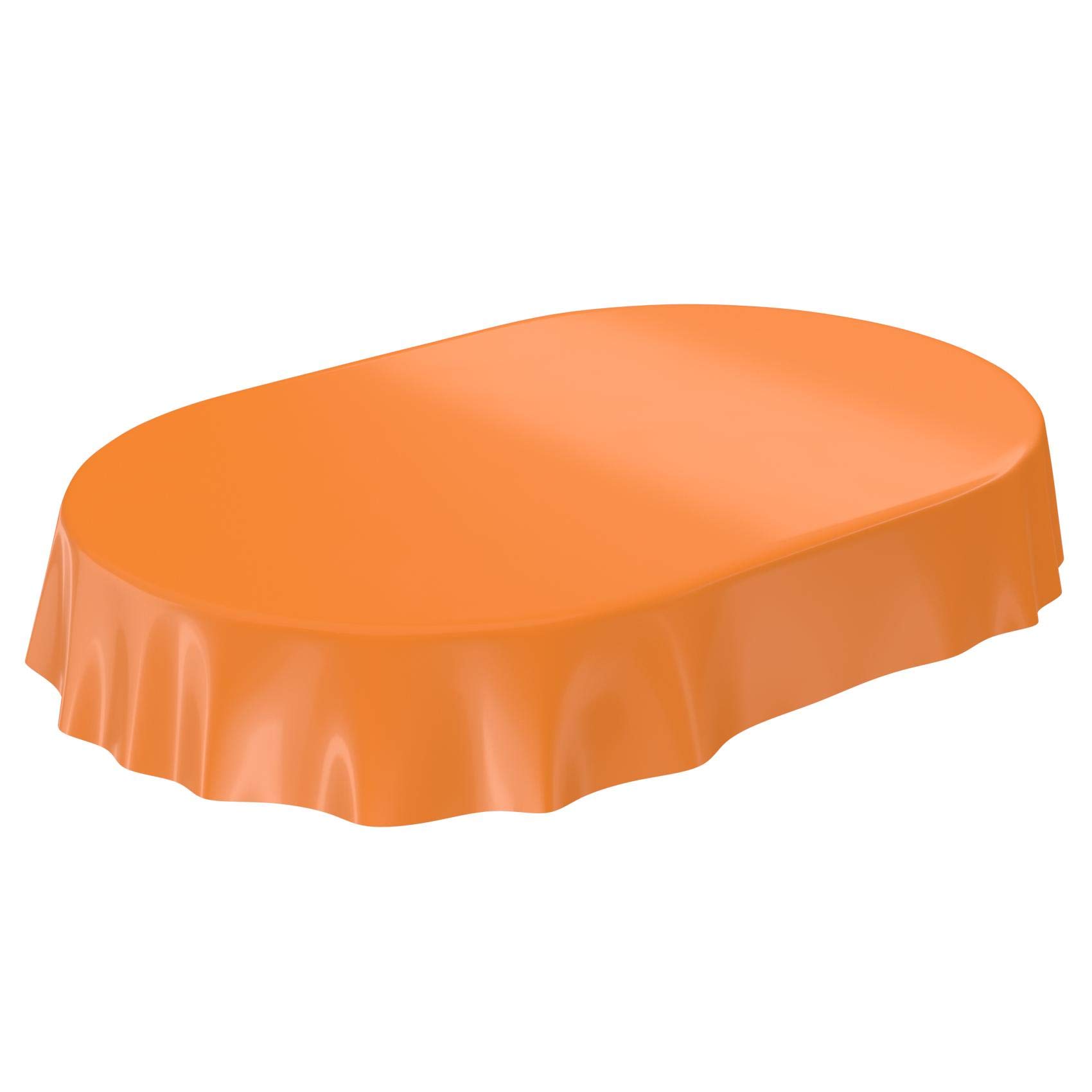 Anro - Mantel de hule lavable de color liso brillante, toalla, naranja, Schnittkante 350 x 140cm