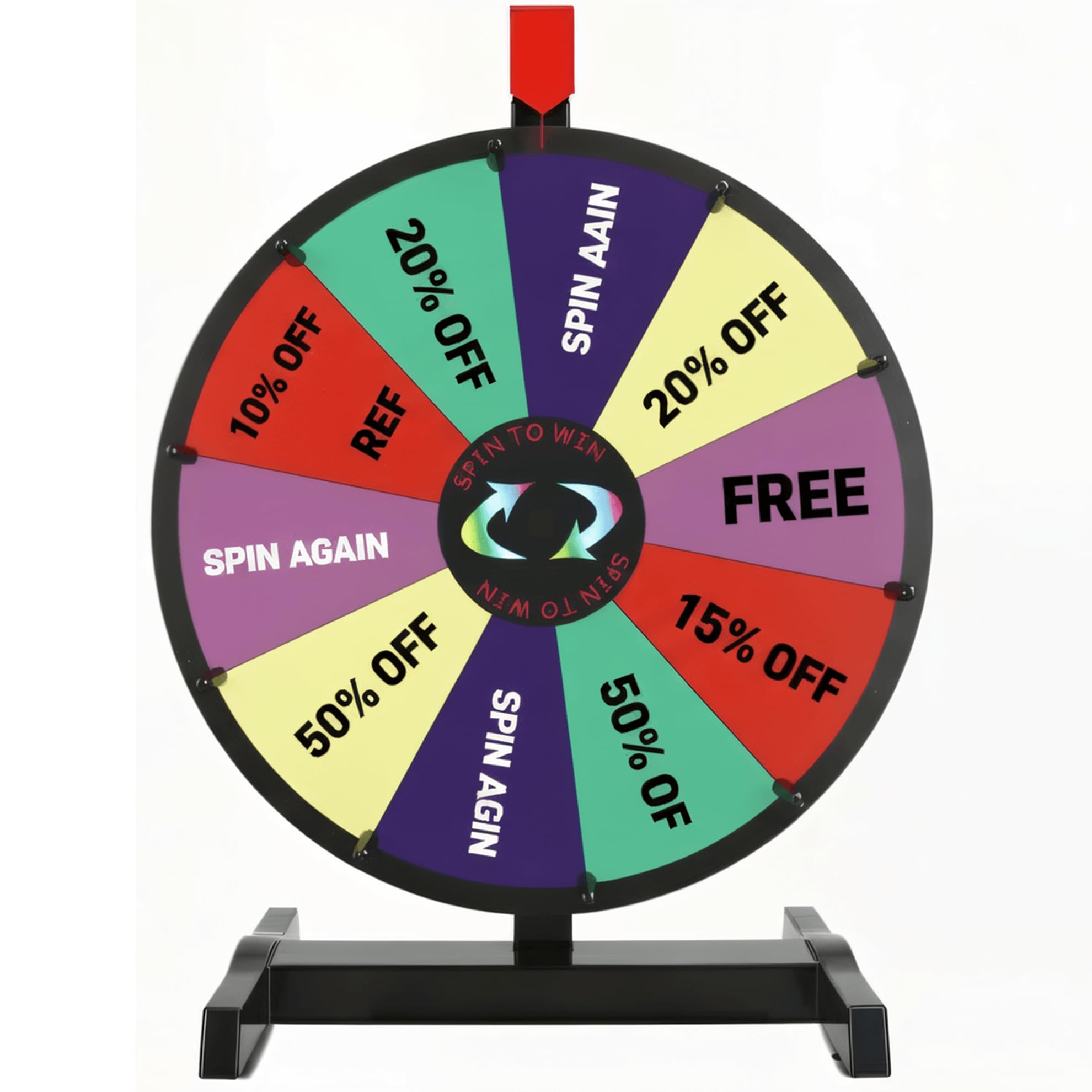Hooomyai 15 Inch Tabletop Spinning Prize Wheel with 10 Slots, Durable Base Stand, Dry Erase Markers & Eraser, Perfect for Classroom, Carnival, Trade Show, Party