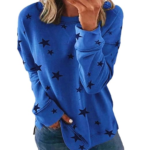 PIFAME Womens Sweatshirt Crew Neck Star Graphic Pullover Tops 2024 Fall Casual Long sleeve Oversized Sweatshirt