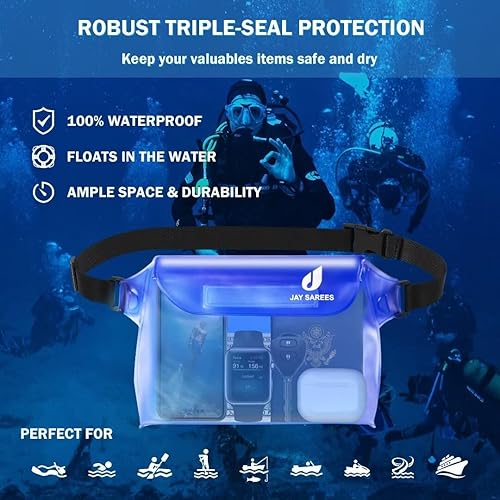 Miniatura 2 de Bolsa impermeable con correa de cintura (paquete de 3), accesorios de playa mejor manera de mantener su teléfono y objetos de valor seguros y secos