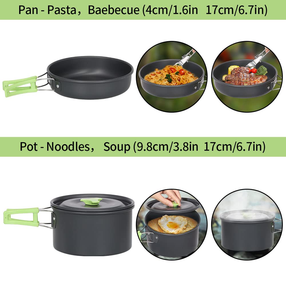 Lixada Set Pentole da Campeggio, Set di Pentole per Bollitore Portatile Leggero, Cucchiaio, Forchetta per Picnic, Escursionismo