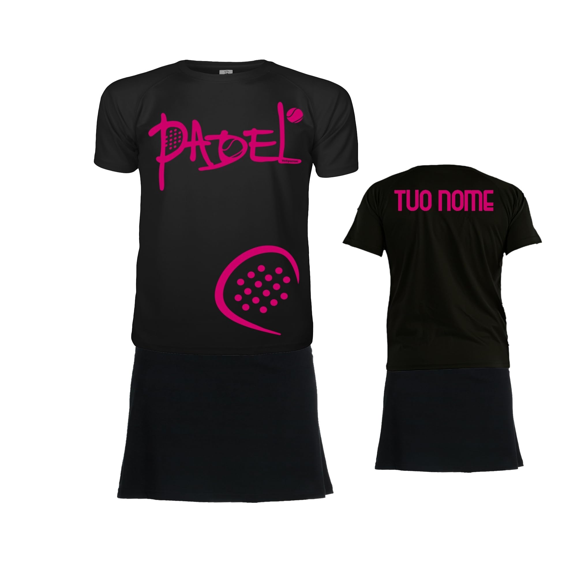 Completo Padel Donna Personalizzabile Traspirante, Maglietta e Gonna-Pantalone Tecnica, Abbigliamento Padel Donna per Allenamento e Gara