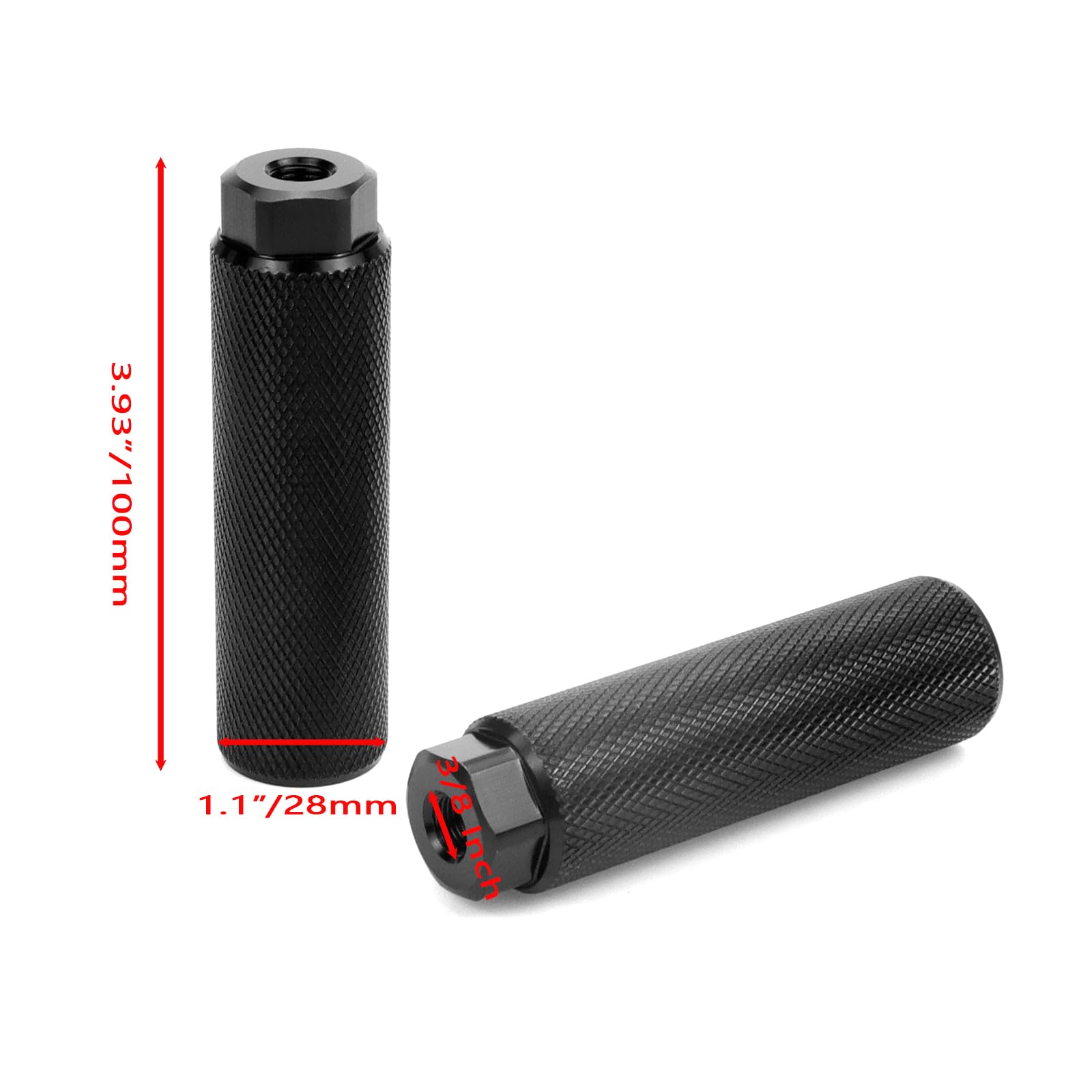 Pufguy 4 Pcs Aluminum Alloy Bike Foot Pegs Fit 3/8 Inch Axles Bicycle Foot Pegs Black Bike Pegs