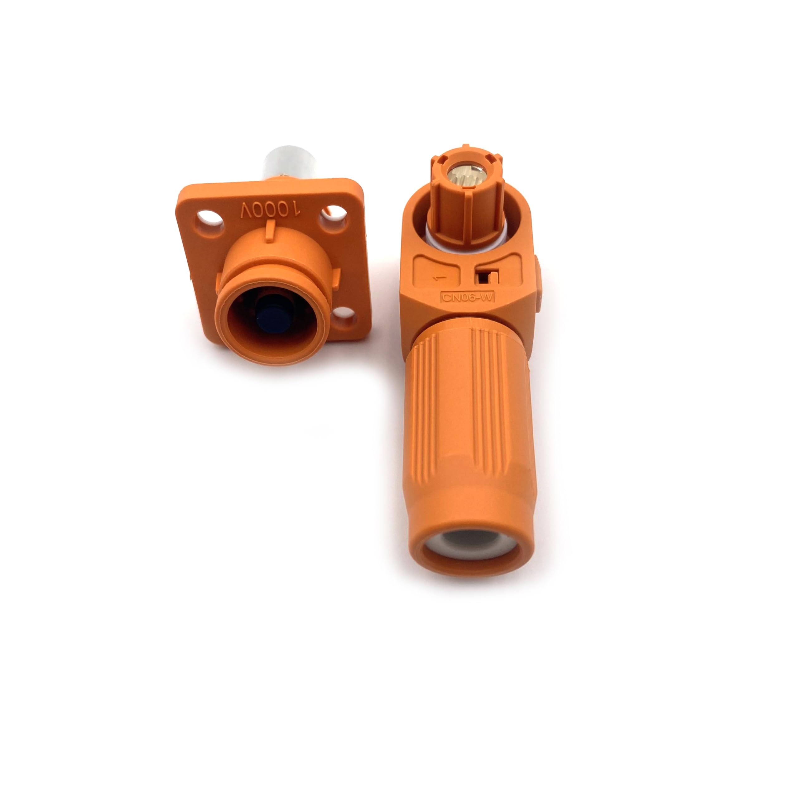 1 juego de conectores de almacenamiento de energía de batería, conectores de alta corriente de 300 A, terminal de enchufe rápido, enchufe de ángulo recto naranja y enchufe IP67, adaptador de corriente