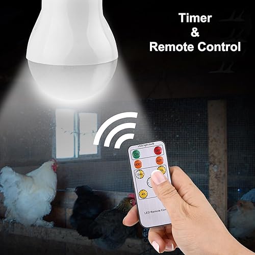 Miniatura 5 de Luz de gallinero con temporizador, bombillas solares recargables para interior y hogar, gallinero, lámparas de campamento al aire libre para tienda,