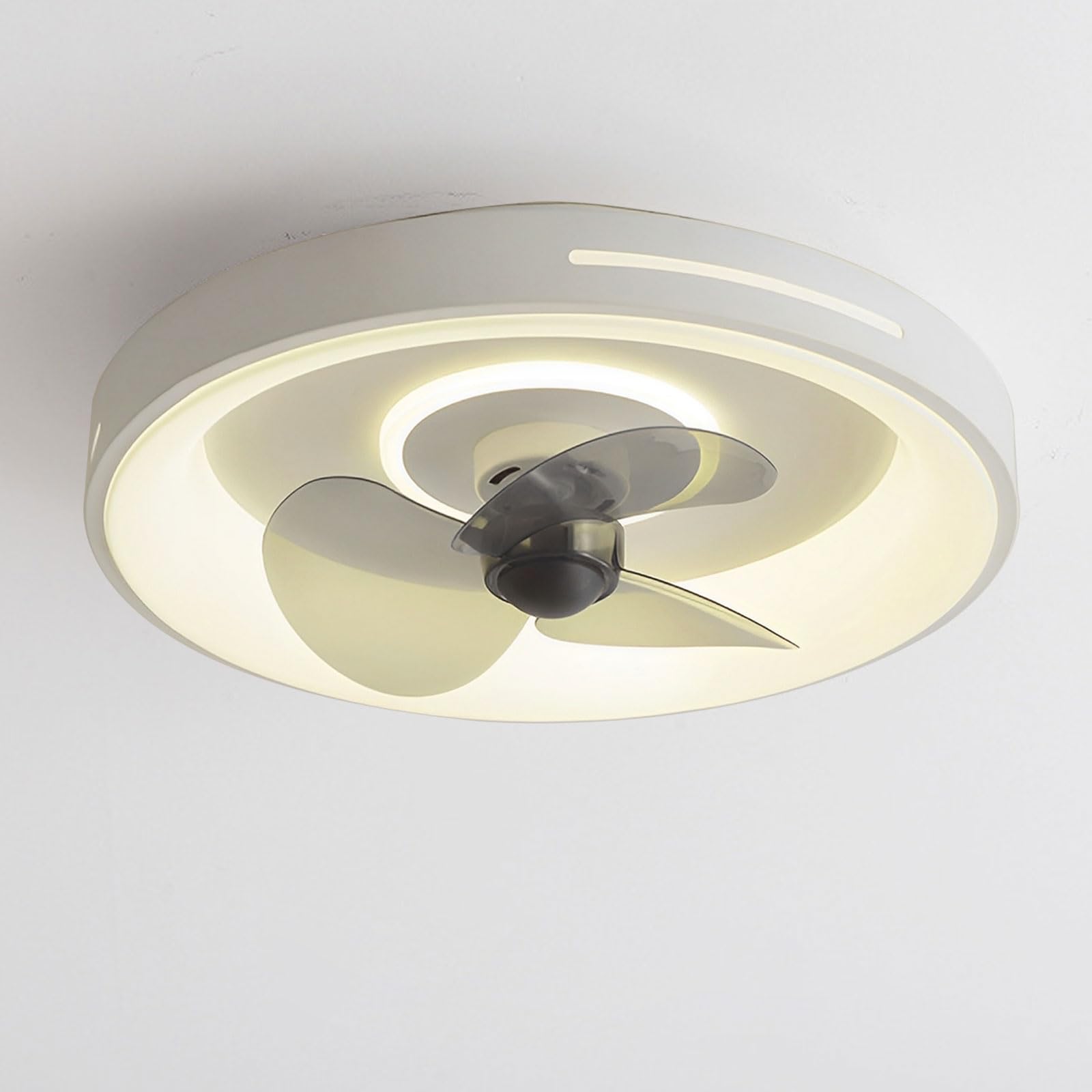 SXDMOUBK Low Profile 19in Ceiling Fan With Light Flush Mount Ceiling Fans With Lights Remote Dimmable LED Ceiling Light With Quiet Fan For Bedroom Kids Room Lounge Room