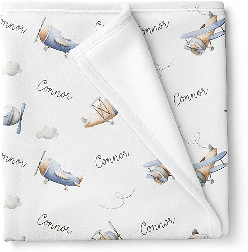Retro Airplanes - Manta personalizada para bebé niño, color blanco, 30 x 40 pulgadas (BB343)