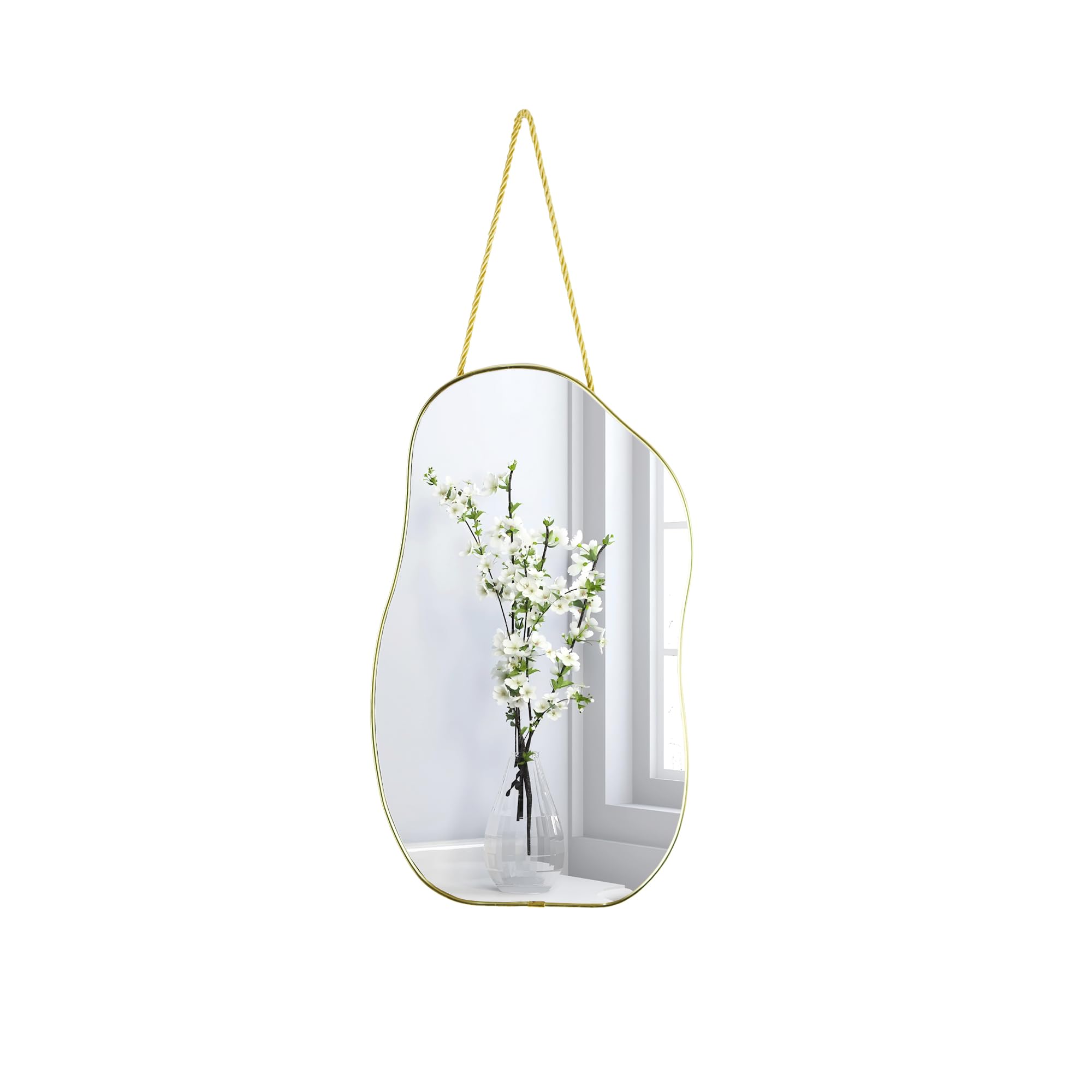 Irregular Wall Mirror 15 6x9-inch Gold Wall-Mounted Asymmetrical Mirror Suitable for Bathrooms Hallways and More Gold