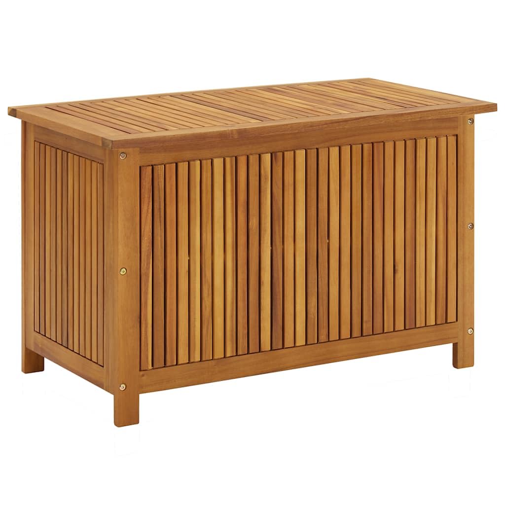 vidaXL Wooden Deck Box - Outdoor Teak Storage Chest, Ideal for Patio Furniture Cushions, Pool Accessories, Garden Tools - Water-Resistant Bag Inside - 35.4''x19.7''x22.8'', Solid Acacia Wood