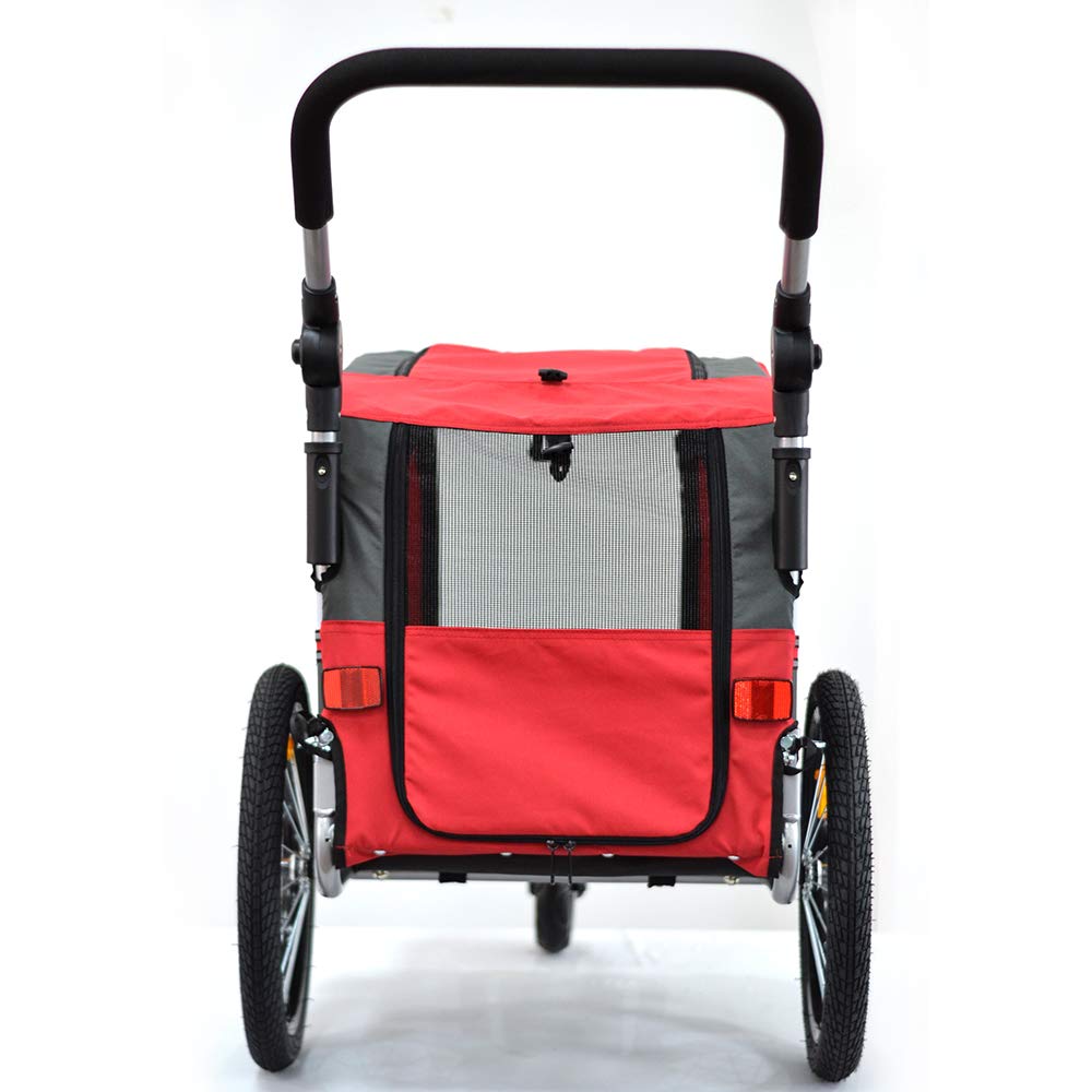 PAPILIOSHOP Zeta - Remolque para el transporte en bicicleta de tu perro, cochecito para mascotas en 3 tallas (S-rojo)