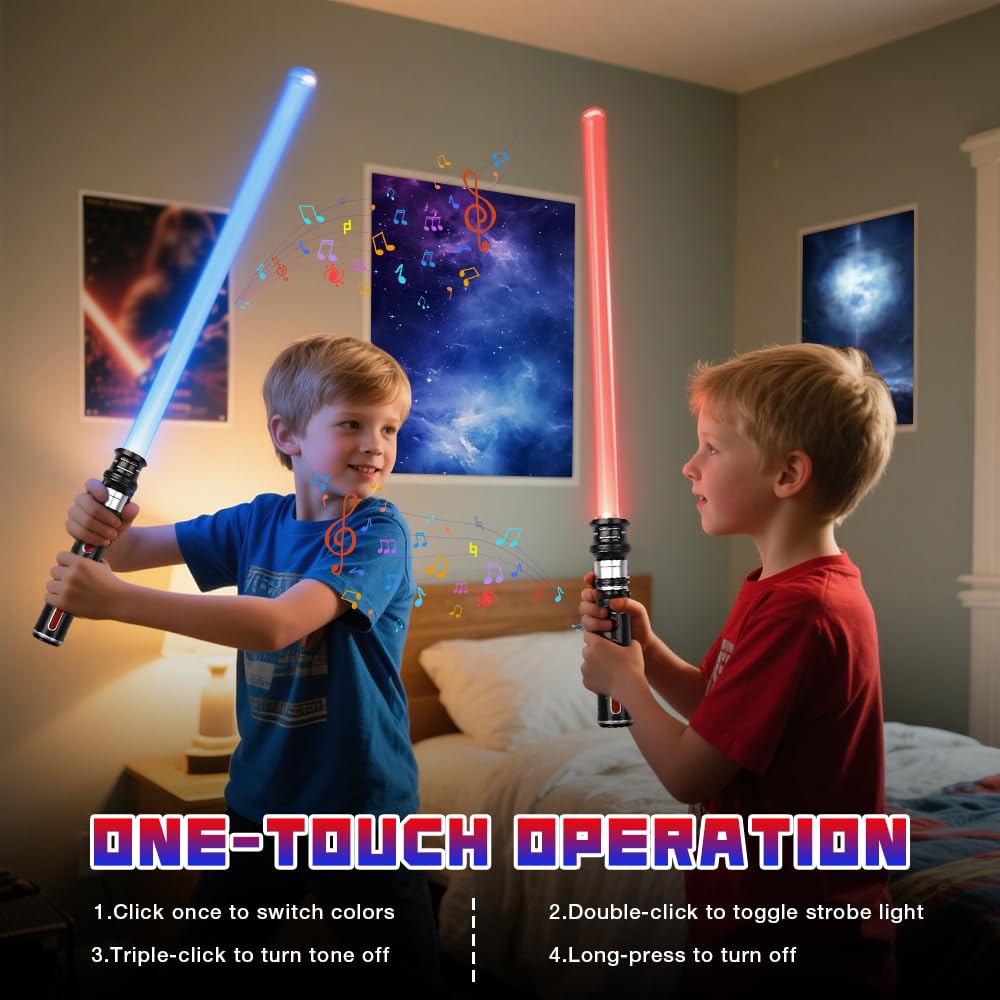 ADDLIVE 4 Pezzi Spade Laser, 12 Colori Modificabili con Luci LED Ed Effetti Sonori per Adulti e Adolescenti, Regalo Cosplay di Halloween di Natale per Ragazzo