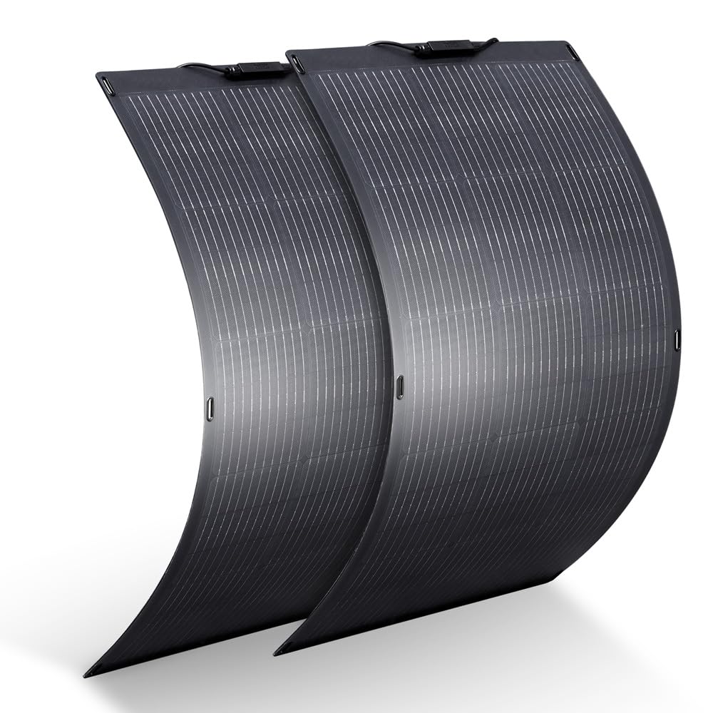 ALLPOWERS 2x 100W Flexibles Solar Panel SF100, Monokristallines Solarpanel IP68 Hocheffizient Solarmodul Solarzelle Photovoltaik Solarladegerät für Wohnmobil, Boote, Dächer, Camping