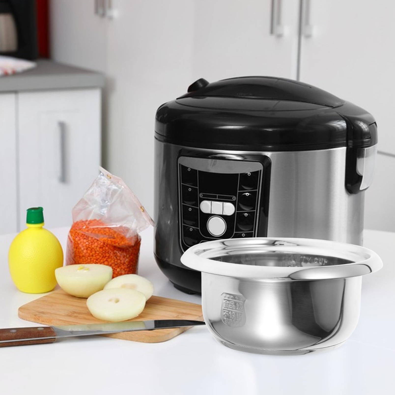 ULTECHNOVO Cuve Intérieure En Acier Inoxydable Antiadhésive Pour Cuiseur À Riz 9.06 Pouces Compatible Avec Plusieurs Modèles Pour Cuisson Uniforme De Riz Et Légumes