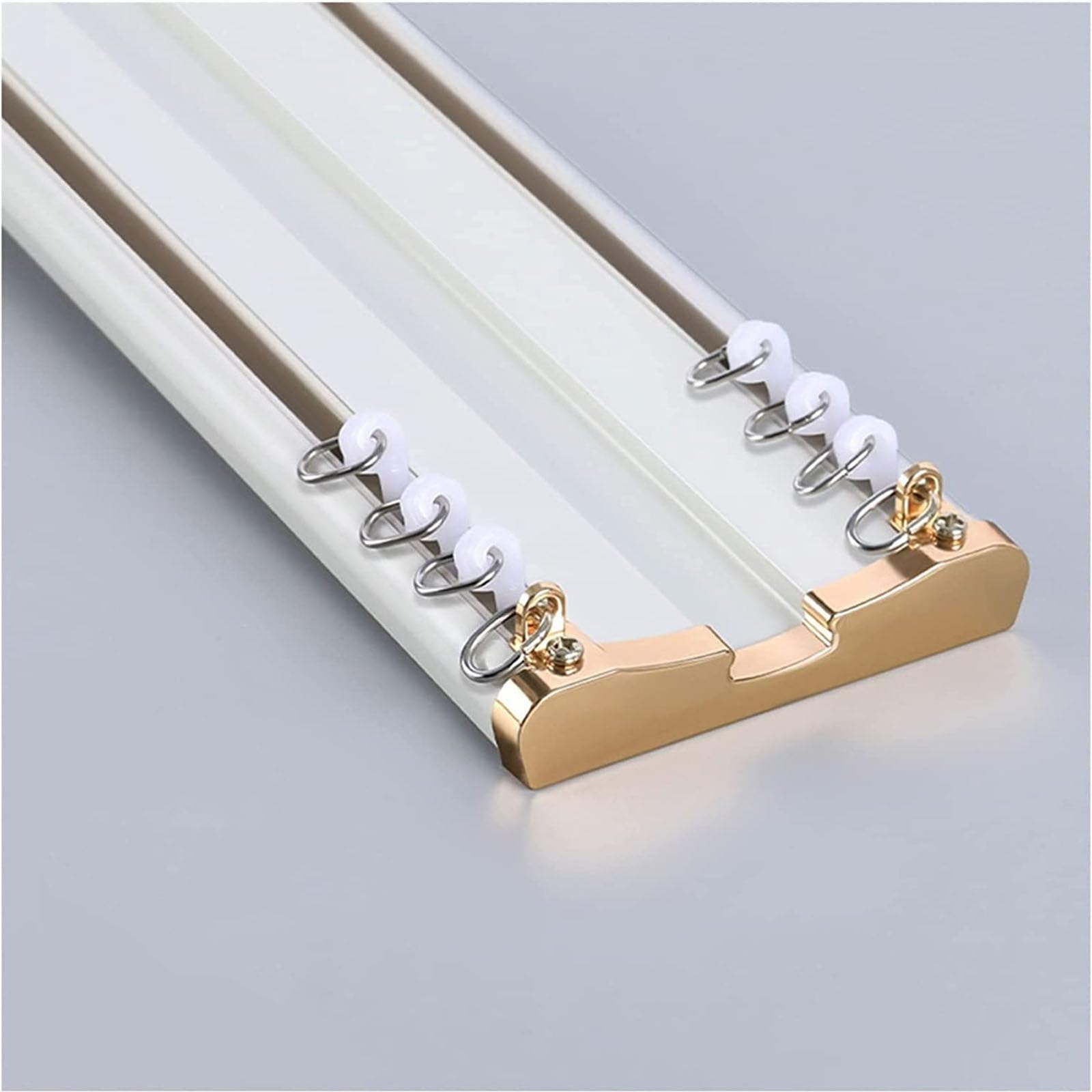 GXQFC Ceiling Curtain Track, Heavy-Duty Double Curtain Rail 1m-5m Ceiling Ceiling Tracks Mounted Room Divider Curtain Rods for Office Living Room And Room Divider (Size:3M,Color:White) — image 1
