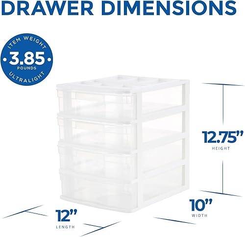 Miniatura 10 de Gracious Living Organizador de escritorio y encimera de 4 cajones con tapa de organización para almacenamiento de manualidades, suministros de