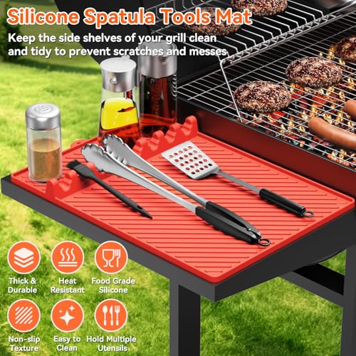 Image of Silicone Griddle Mat for Blackstone - Magnetic Silicone Grill Tools Mat for Blackstone Accessories, Side Shelf Spatula Utensil Mats with Drip Pad for Outdoor BBQ Grill Kitchen Countertop (1-Pack)