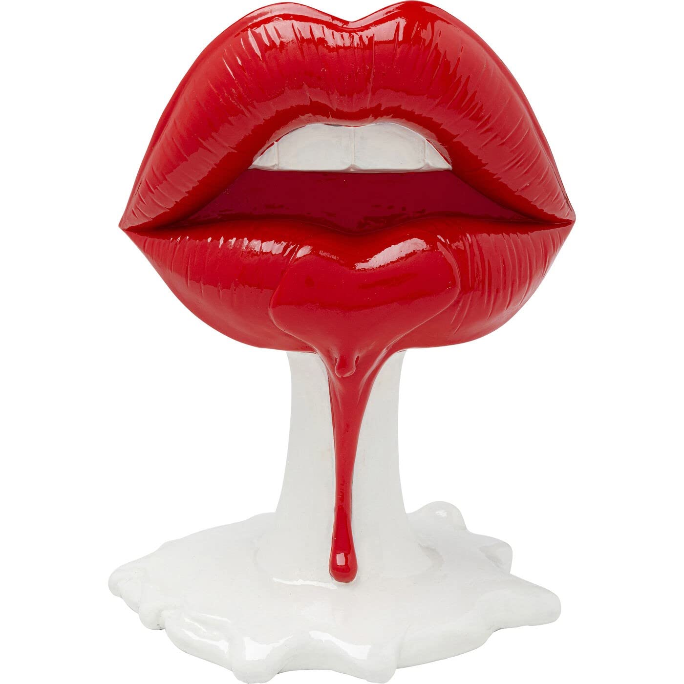 Kare Design Deko Object Hot Lip - Figura Decorativa (26 x 21 x 14 cm), Color Blanco y Rojo