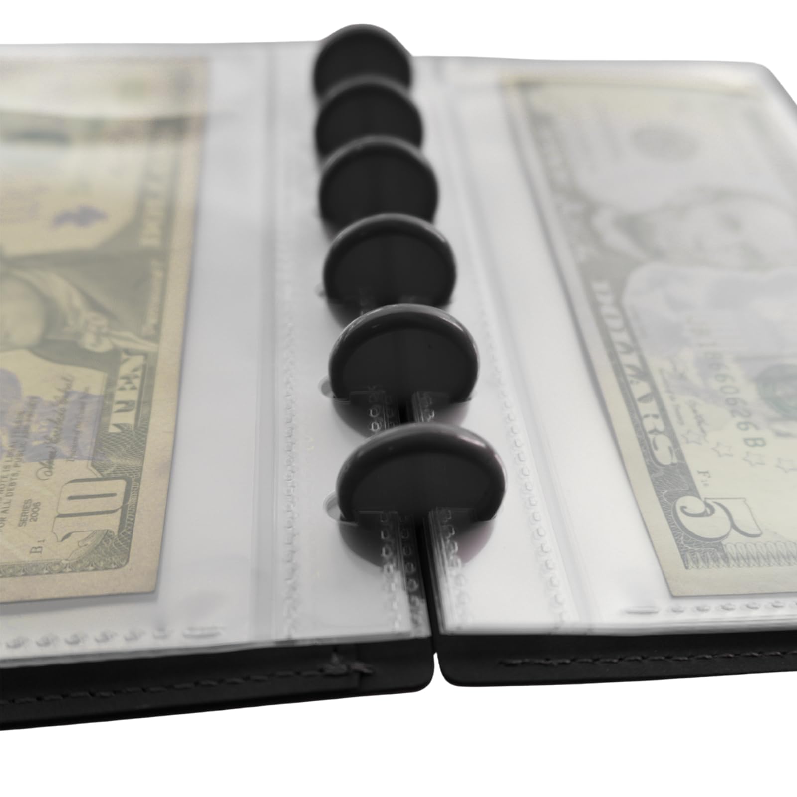 Álbum de colección de monedas con 20 bolsillos de polipropileno transparente, interior de 6.42 x 3.11 pulgadas, cubierta de piel sintética hecha a mano con cierre de botón, funda protectora