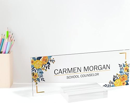 Placa de nombre de escritorio de acrílico personalizada  Placas de nombre de oficina para escritorios  Placa de nombre de profesor acrílico