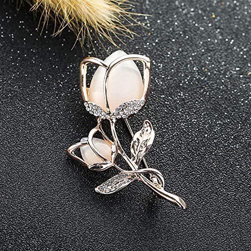 Image of Created Crystal Brooch Crystal Rhinestone Rose Flower Fashion Pin Gift Women Girls Rose Gold