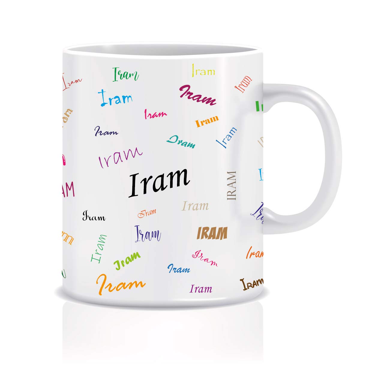 wechitr Typography Coffee Mug for iram Personalised Name Ceramic, 350ml, 1 Unit