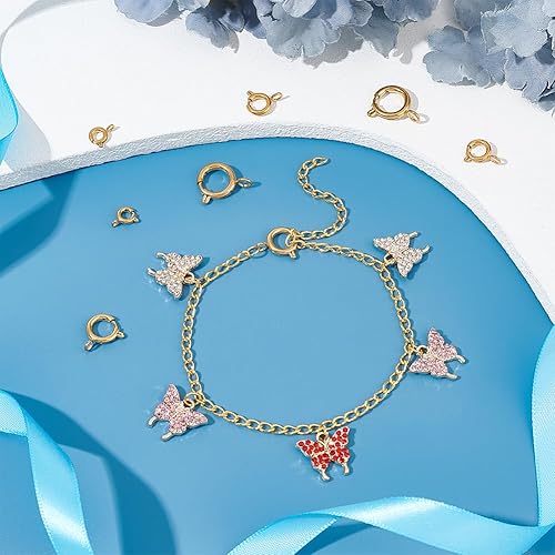 Miniatura 10 de UNICRAFTALE 8 cierres dorados de resorte de acero inoxidable, cierre de anillo cerrado, cierre de superficie lisa, conectores para fabricación de