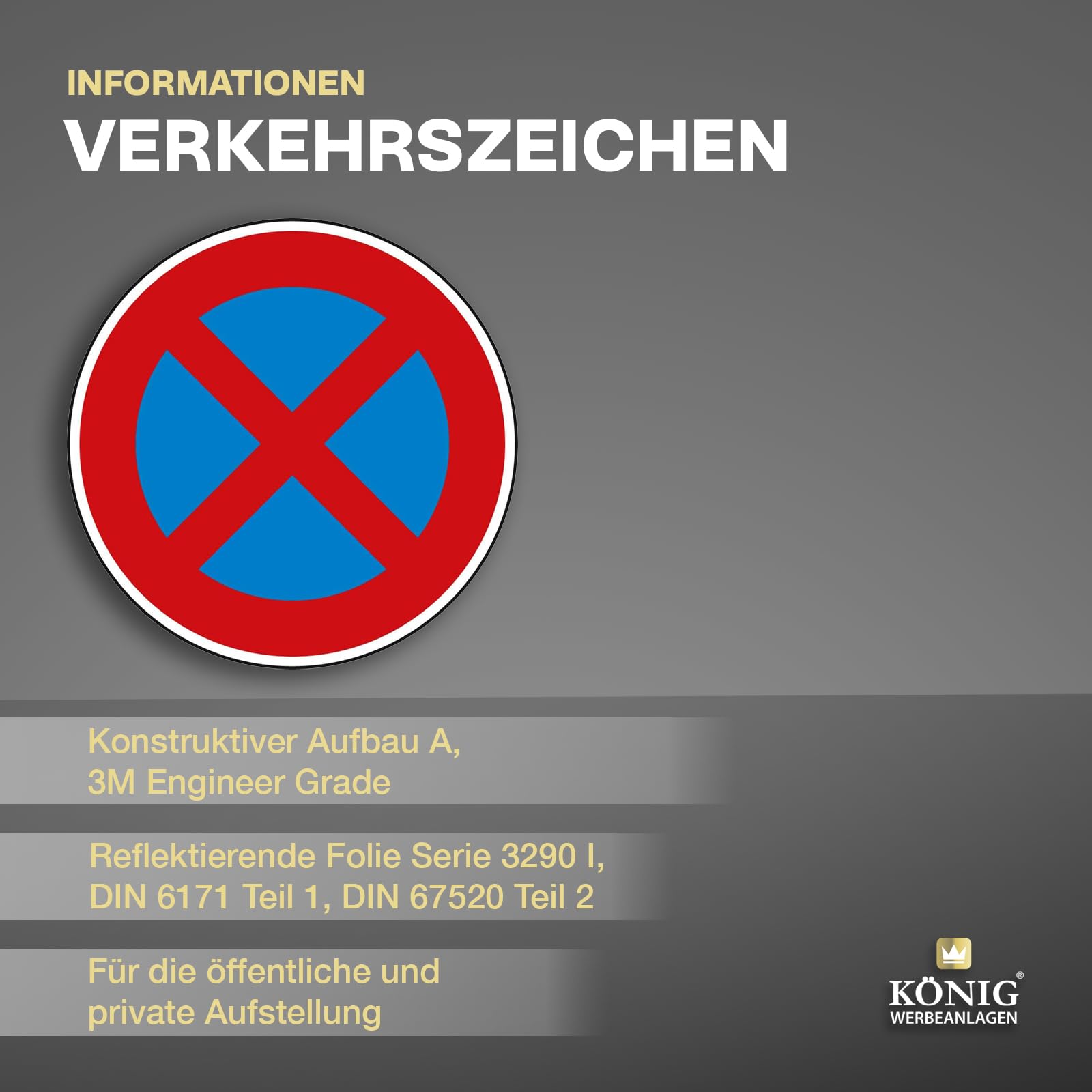 Trifke® Señal de tráfico absoluta prohibición de retención nº 283 | 600 mm de diámetro aluminio 2 mm RA1 | señal de tráfico original según StVO con sello de calidad RAL | Cartel de prohibición de