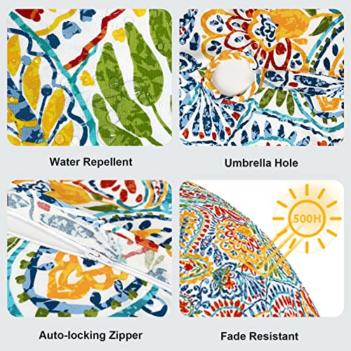 Lvtxiii Outdoor Rectangle Tablecloth, Decorative Water-Repellent And Fade Resistant Table Covers With Umbrella Hole, Patio Table Cloth With Zipper For Oblong Table Use, 60×84 Inch, Paisley Multi #TOP2