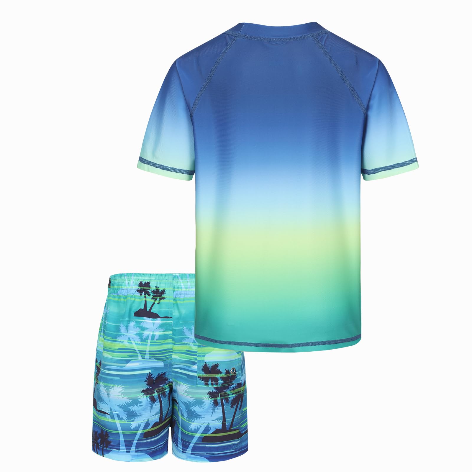 Aisyee UV Badeshirt Jungen Zweiteilig Kurzarm Schwimmshirt Kinder Boardshorts Jungen Badeset Kinder Schnelltrocknende Badeanzug Set 98 164/3-16 Jahre
