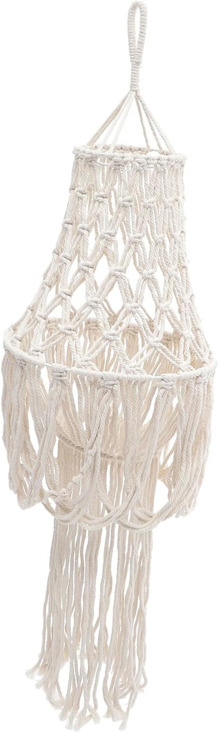 Ciieeo Hand Woven Macrame Lampshade for Ceiling Lights Bohemian Pendant Light Cover Decor for Bedroom Living Room and Rooms Sturdy and Lightweight Design