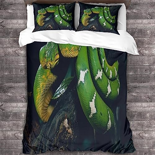 Ensemble taie d'oreiller housses de couette serpent 3D lit microfibre
