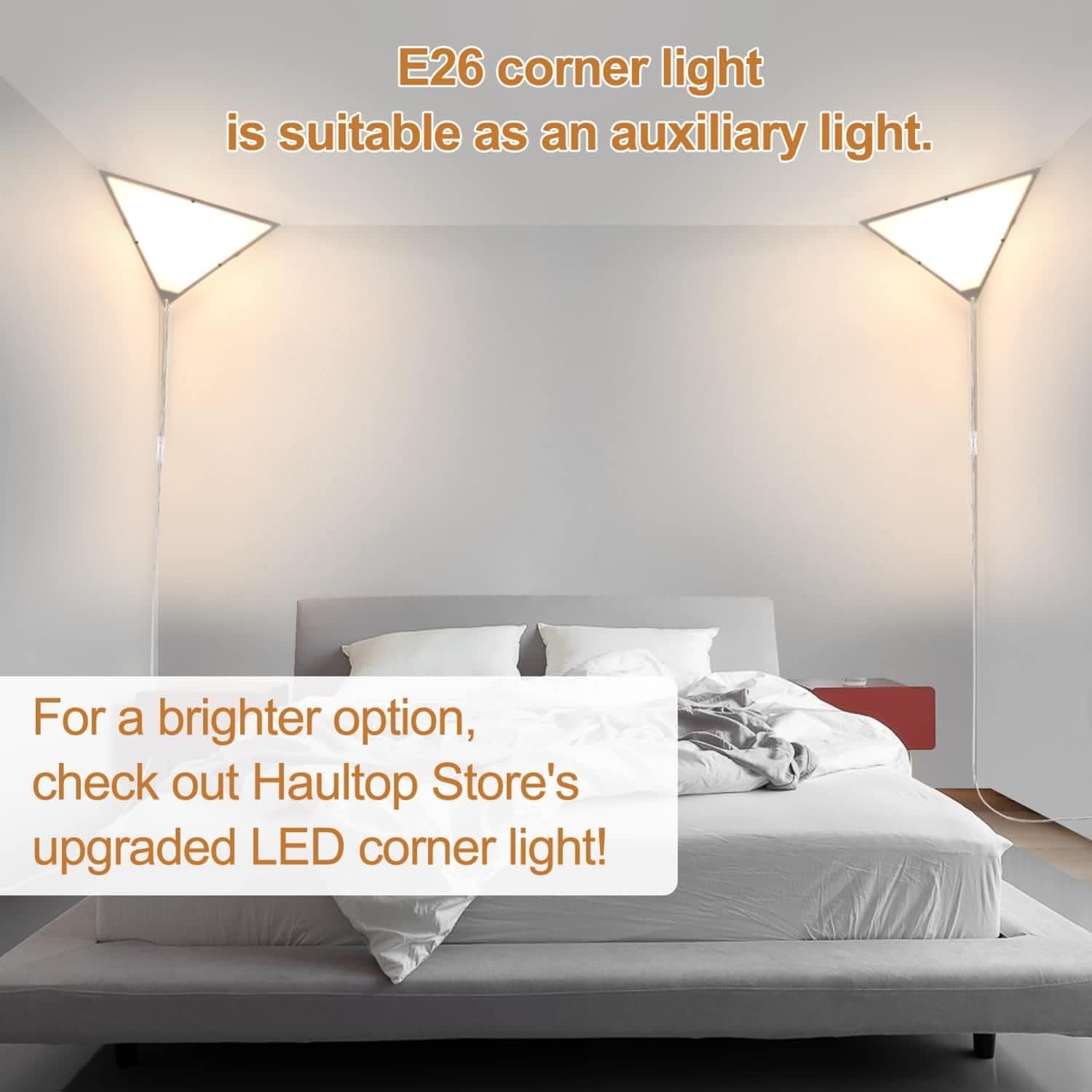 Corner Light with Switch, Ceiling Corner Lights for Living Room, Plug in Ceiling Light for Dark Area, Lamp for Bedroom, Kids Room, Triangle Shape, White Acrylic (2 Pack)