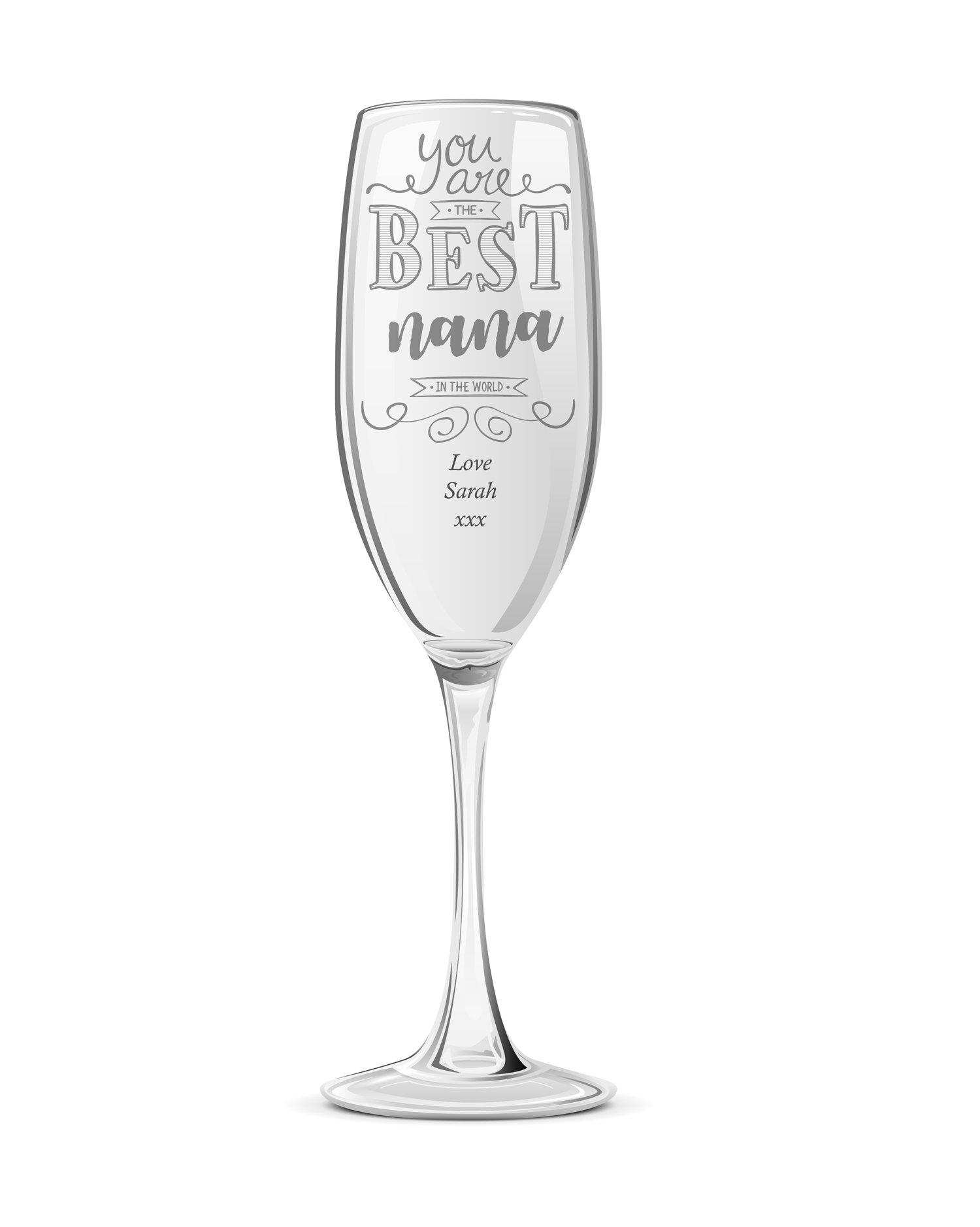 Ukgiftstoreonline Transparent Gift For Nana Personalised Engraved Champagne Prosecco Glass Flute