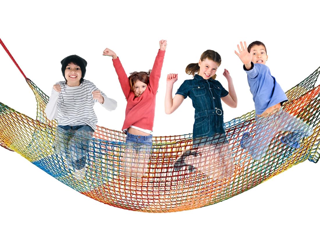 LGLFDJ Double Layer Safety Netting, Kids Climbing Game Protection Net for Backyard Playground, Suspension Bridge Fence Net, Children's Bedroom Patio Hammock Net(Size:6.5x9.8FT(2x3M),Color:Multicolor)