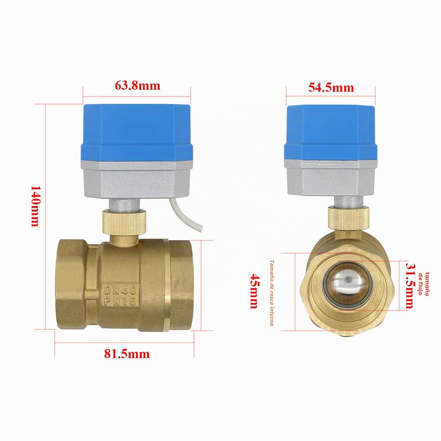 Valvula 2 vias motorizada 220v electrovalvula 220 bola 1/2 3/4 1 1-1/4 1-1/2 2 pulgada (DN40-1-1/2 pulgada)