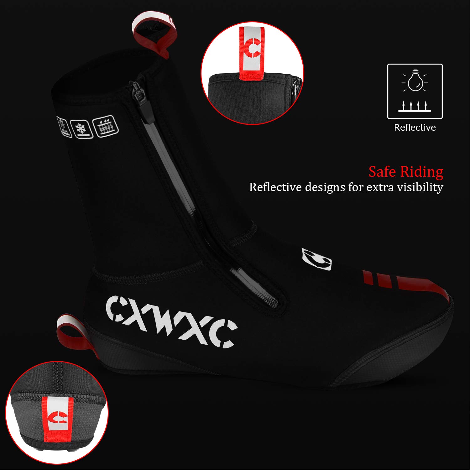 CXWXC Couvre-chaussures de cyclisme en néoprène imperméable, chaud et thermique pour homme et femme, mixte adulte, noir, XX-Large