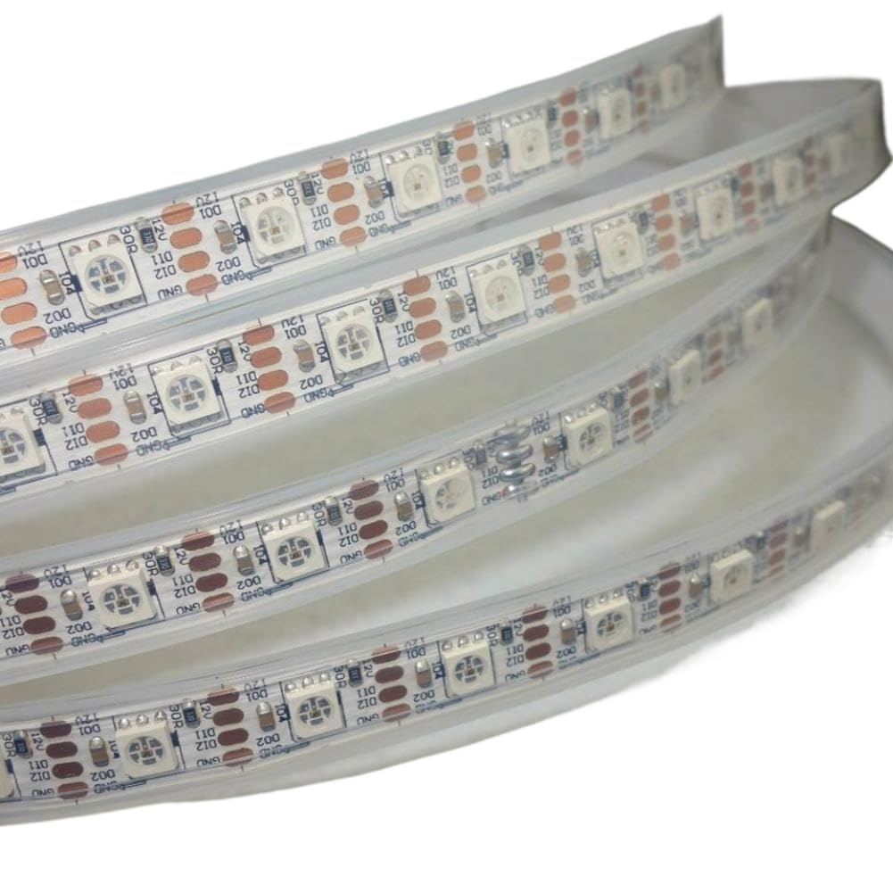 Tira LED GS8208 Similar a WS2811 WS2813 DC12V Direccionable A Todo Color RGB 5050 60leds M 5m Impermeable En Tubo De Silicio Blanco PCB Compatible Con