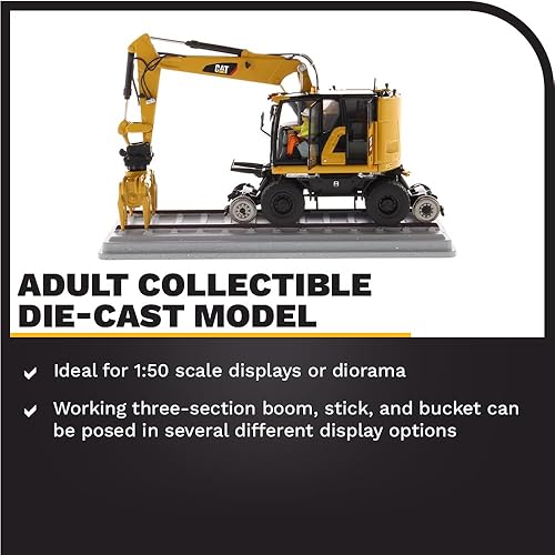 Miniatura 3 de Diecast Masters Excavadora de ruedas para ferrocarril Caterpillar M323F a escala 1:50 - Versión amarilla Cat | Camiones Cat Series de alta línea y