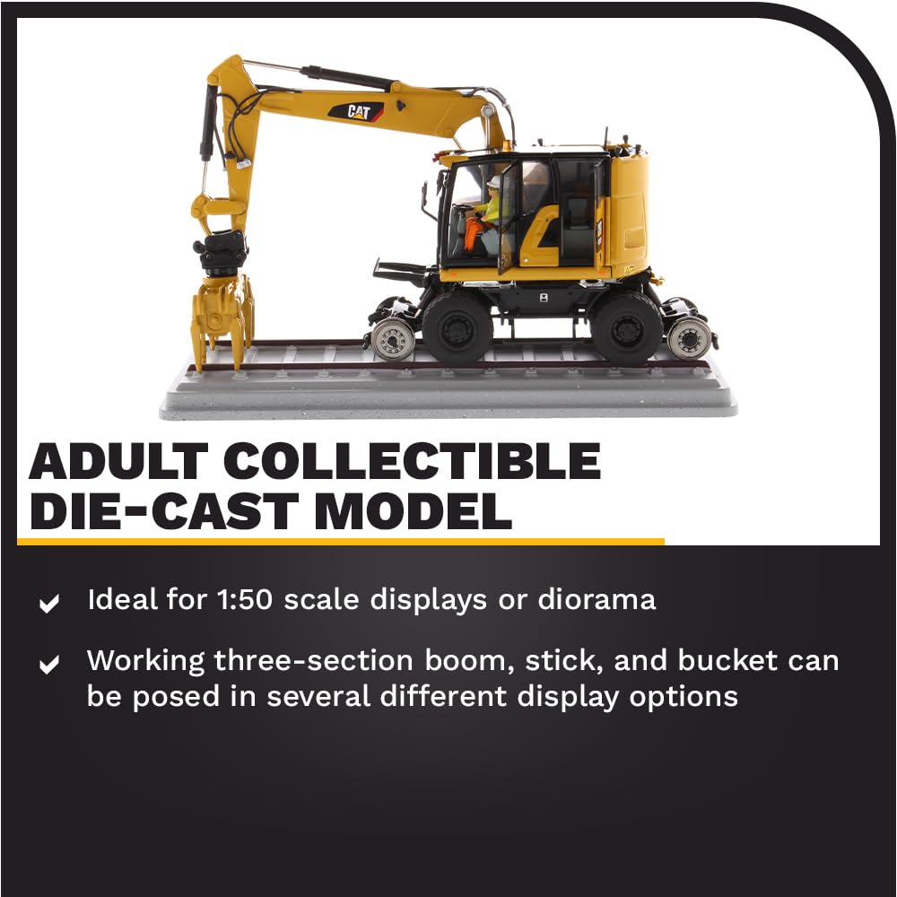 Diecast Masters 1:50 Model Cat M323F Railroad Wheeled Excavator, 85662