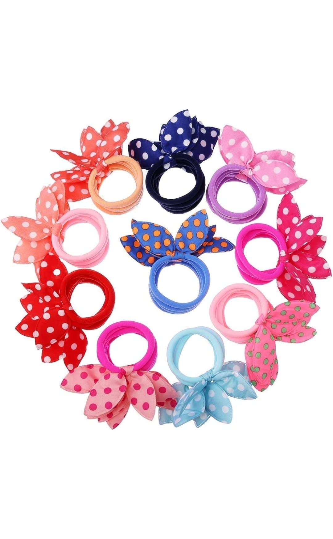 Girls Rabbit Ear Hair Tie Rubber Bands Style Ponytail Holder (Multicolour) -24 Pieces 81% off (B0BT549QFF) Amazon Price History, Amazon Price Tracker