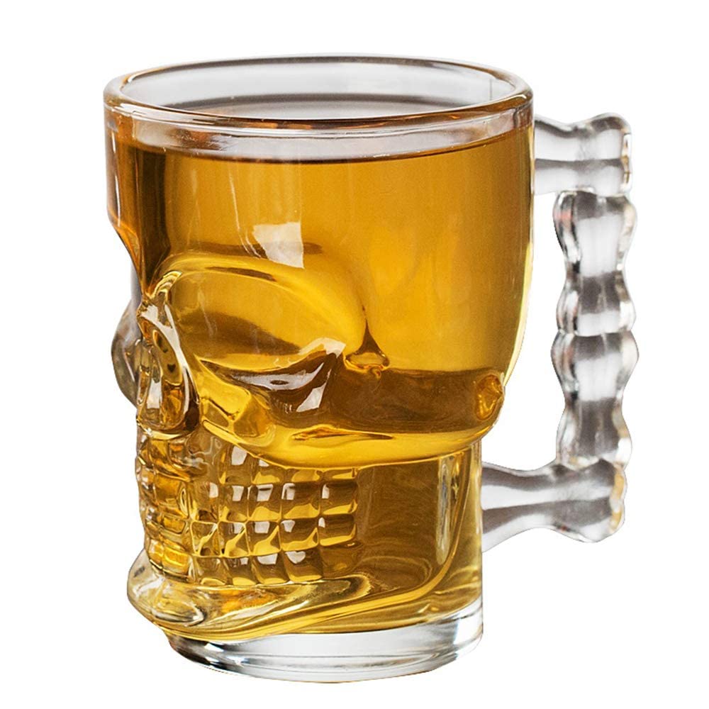 ROSEFINCH Skull Beer Mug,Halloween Face Shap Design Stylish Big Beer Mug Glass, Bar and Home Party -540 ML - (Pack of 1)