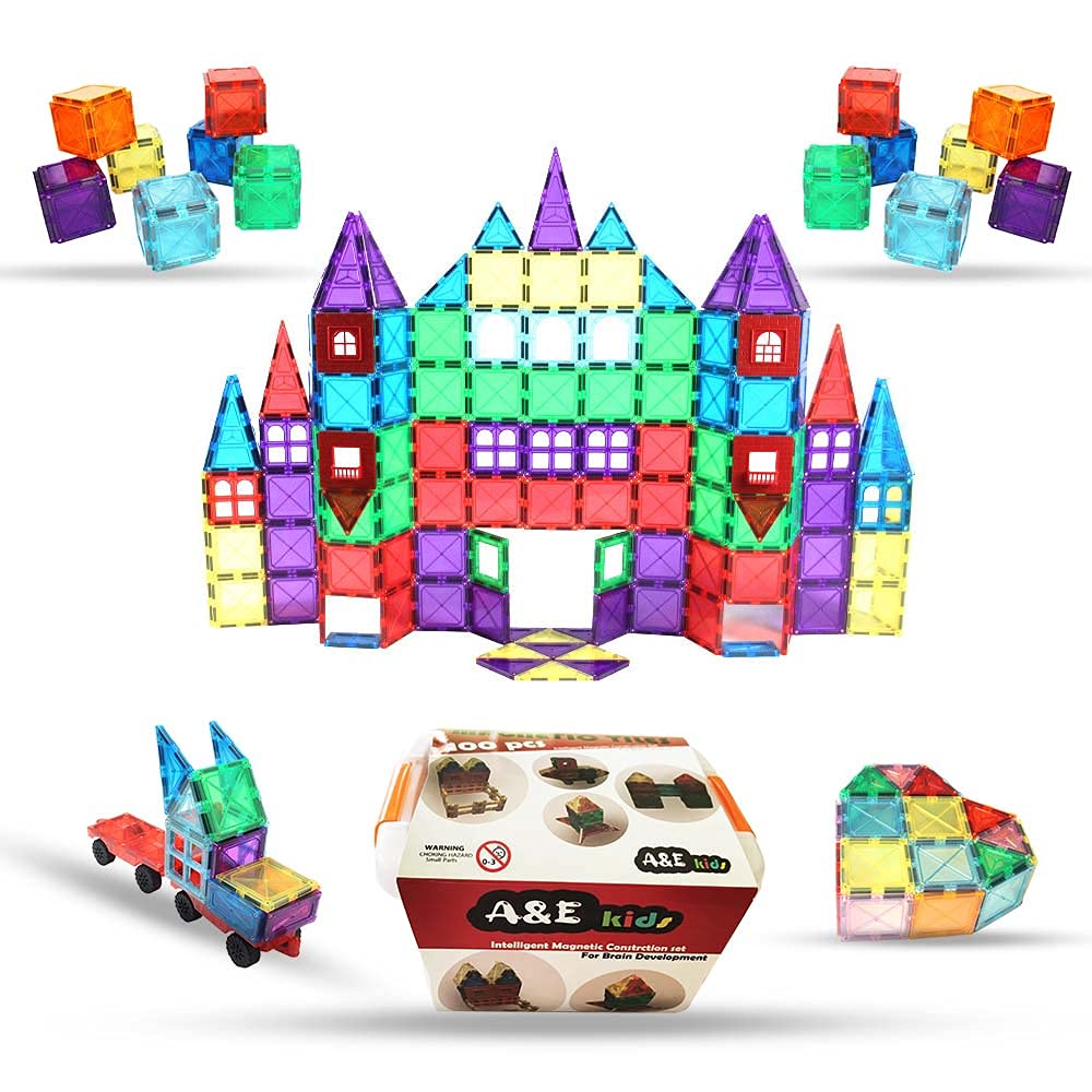 100 pcs MAGNETIC TILES A&E KIDS BUILDING BLOCKS large Big jumbo Mega Bricks construction educational Multi color block brick Assemble toy set safe for kids مكعبات اطفال العاب